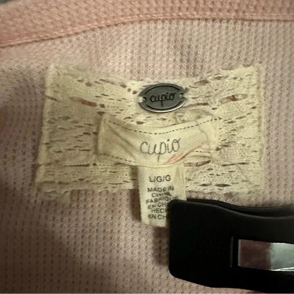 Cupio pale pink long sleeve top embroidered flowers size L - Picture 6 of 7